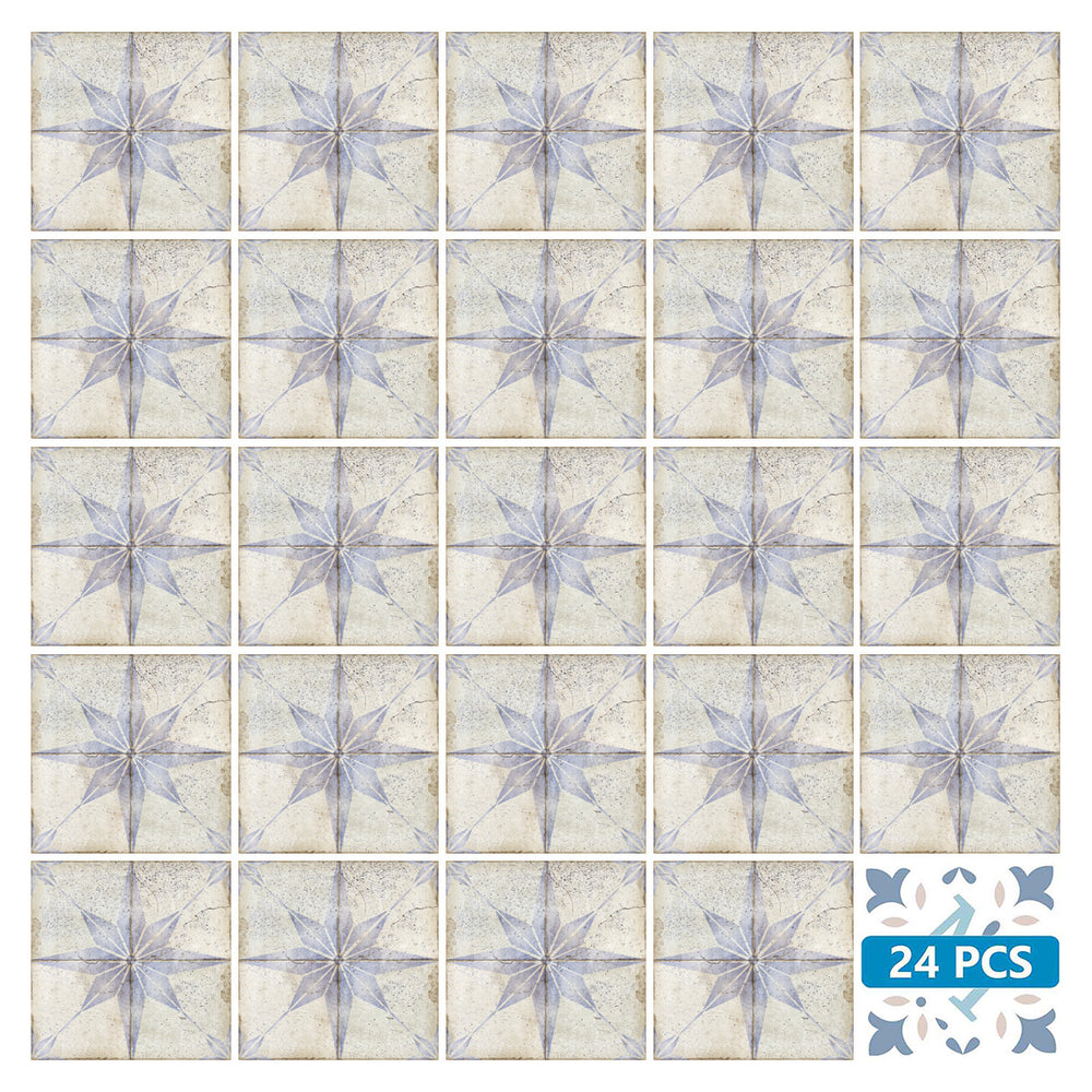 Gray and Purple Trendy Tile Stickers Vintage star shaped design Model - R56