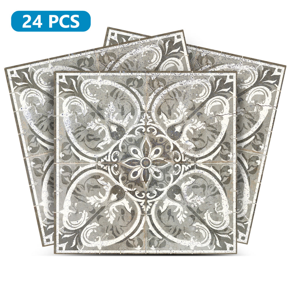 Silver Rustic Floral Style vintage Peel And Stick wall tiles easily installed Model - R71