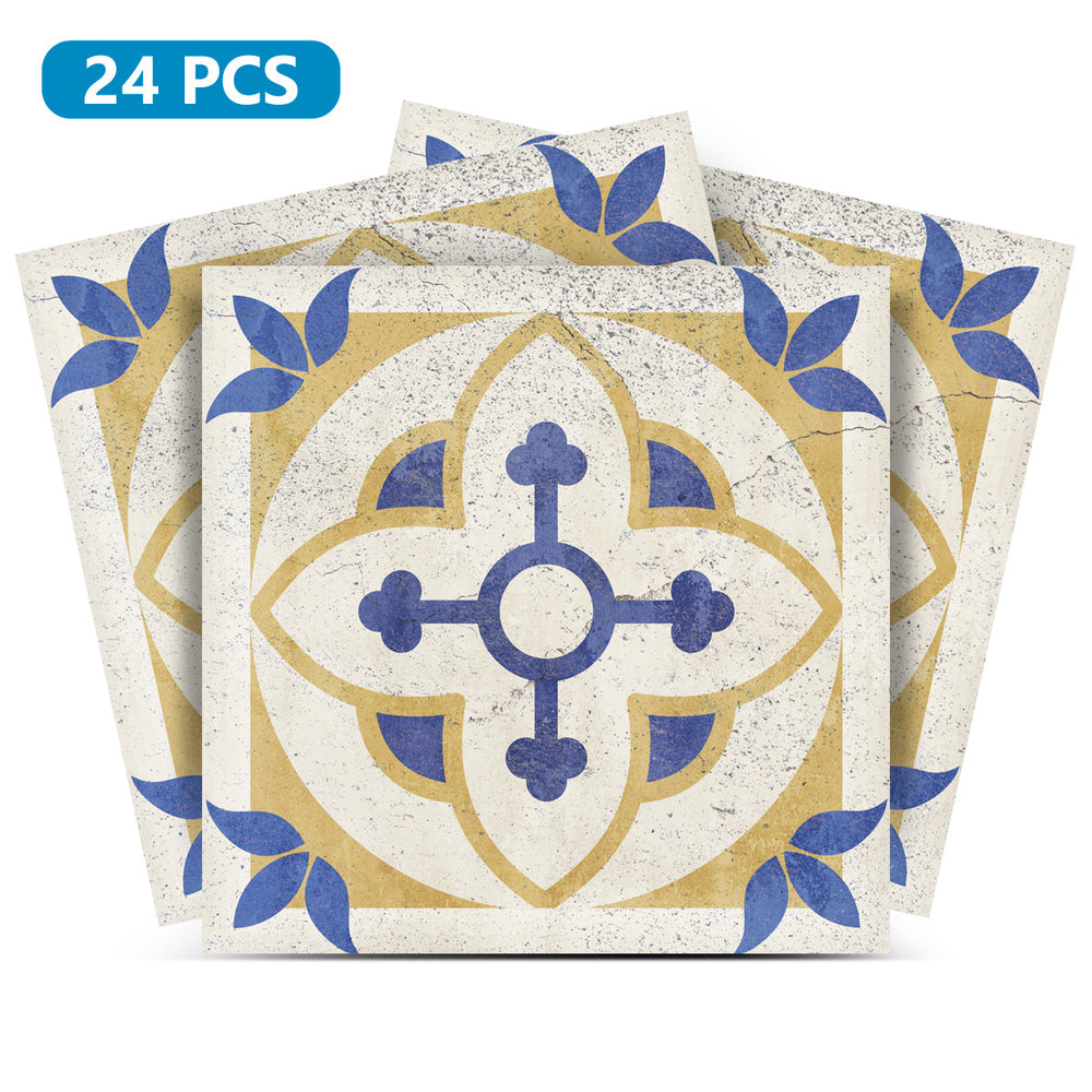 Yellow and Blue Authentic Pattern Stylish Tile Stickers easy Peel And Stick Model - R76