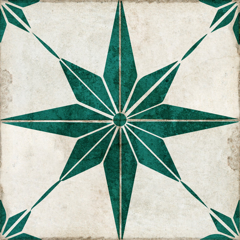 Green Star Design Tile Stickers pop of vintage style for kitchen Model - R77