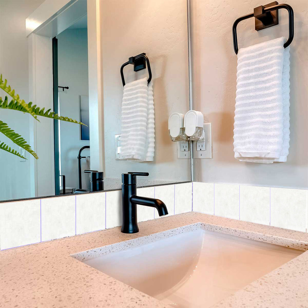 White Solid Matt Finish Tile Stickers Color Peel And Stick Backsplash Model - R81