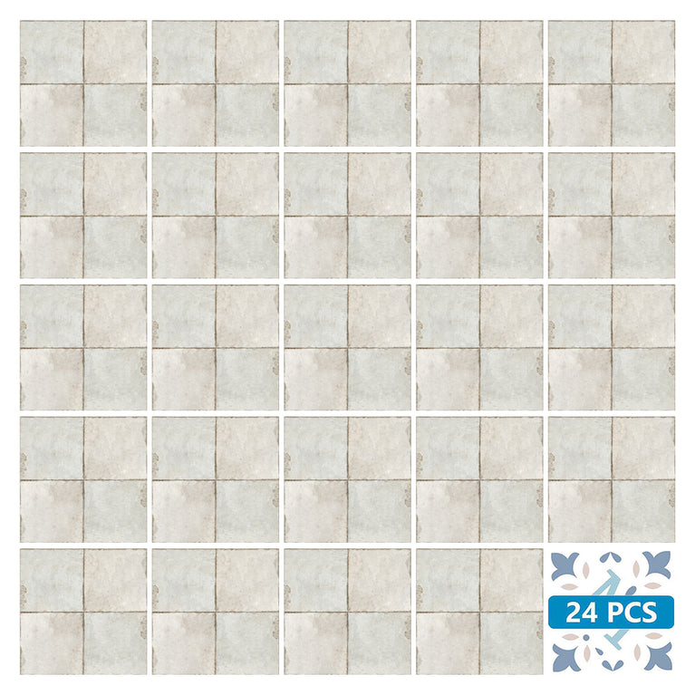 Silver Grey Self-adhesive Tile Stickers Peel and stick stair treads Vintage tile Peel and Stick Tile Stickers for easy bathroom tiles cover Model - R82