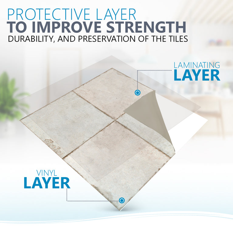 Silver Grey Self-adhesive Tile Stickers Peel and stick stair treads Vintage tile Peel and Stick Tile Stickers for easy bathroom tiles cover Model - R82