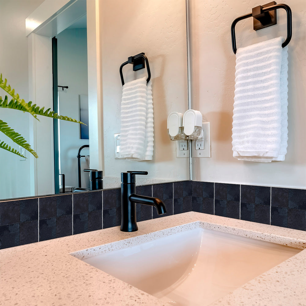 Solid Black Dark gray Peel And Stick Easy Transforming Dark backsplash Model -R97