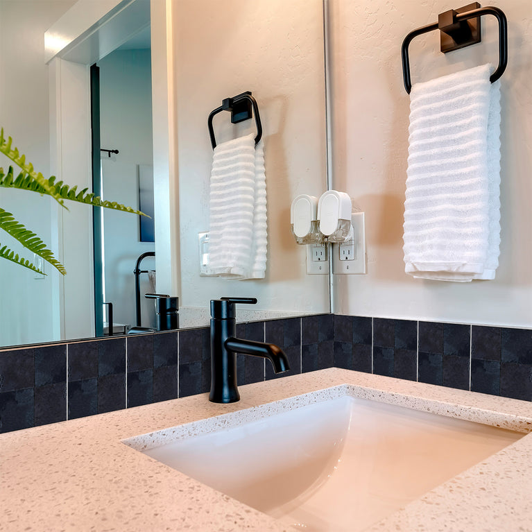 Solid Black Dark gray Peel And Stick Easy Transforming Dark backsplash Model -R97