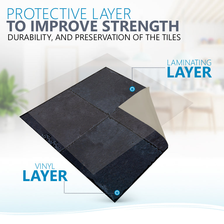 Solid Black Dark gray Peel And Stick Easy Transforming Dark backsplash Model -R97