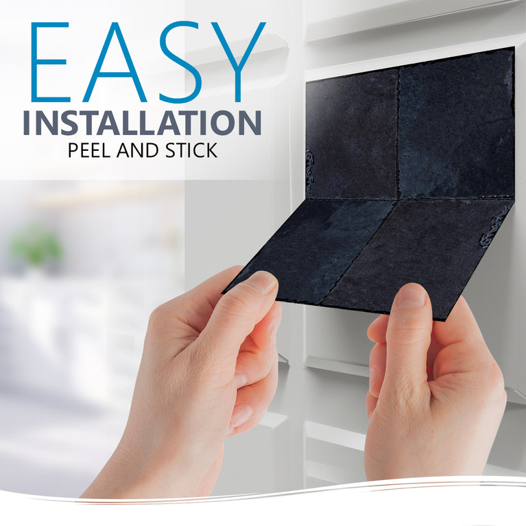Solid Black Dark gray Peel And Stick Easy Transforming Dark backsplash Model -R97