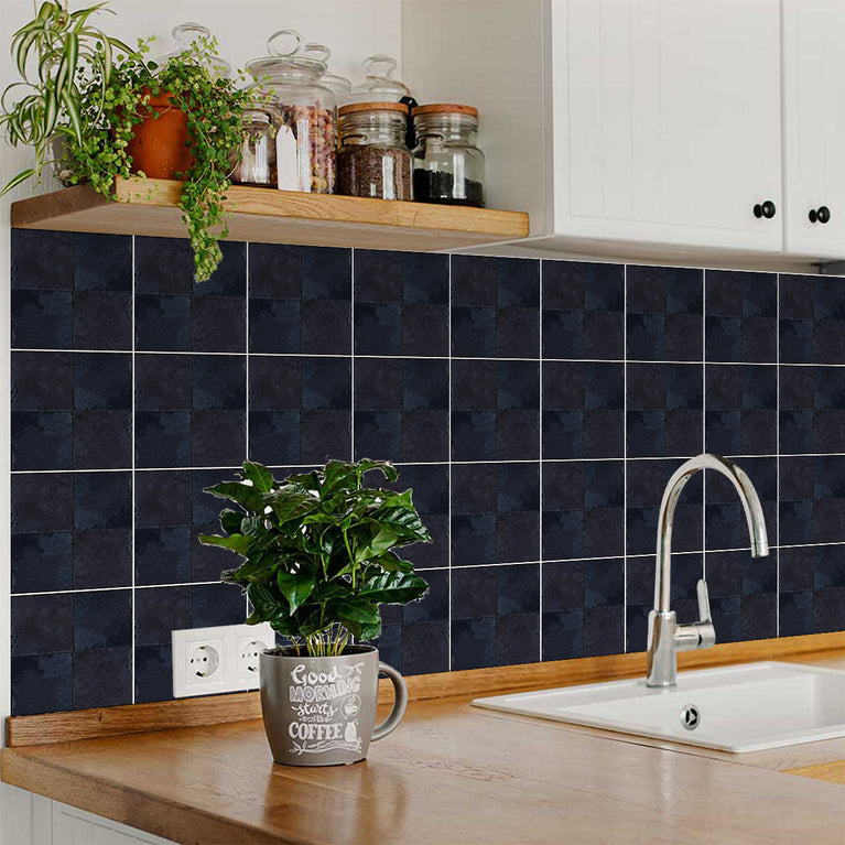 Solid Black Dark gray Peel And Stick Easy Transforming Dark backsplash Model -R97