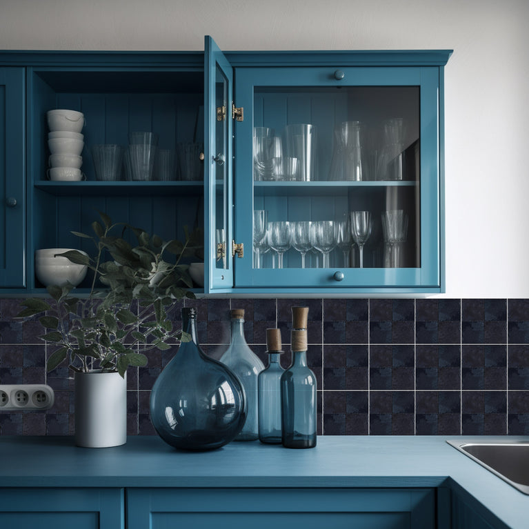 Solid Black Dark gray Peel And Stick Easy Transforming Dark backsplash Model -R97