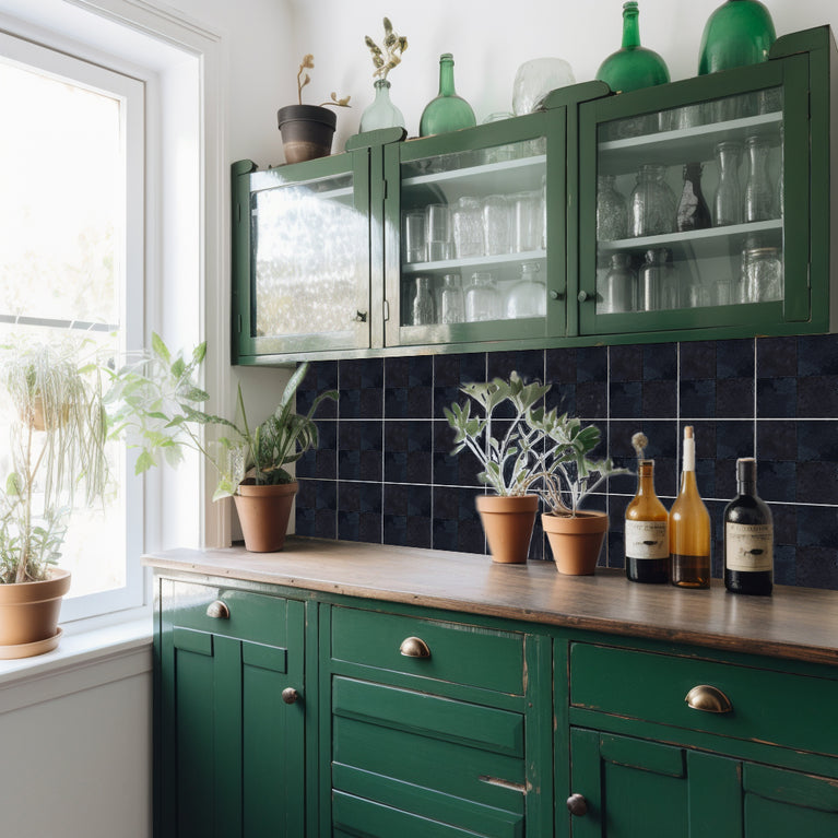 Solid Black Dark gray Peel And Stick Easy Transforming Dark backsplash Model -R97