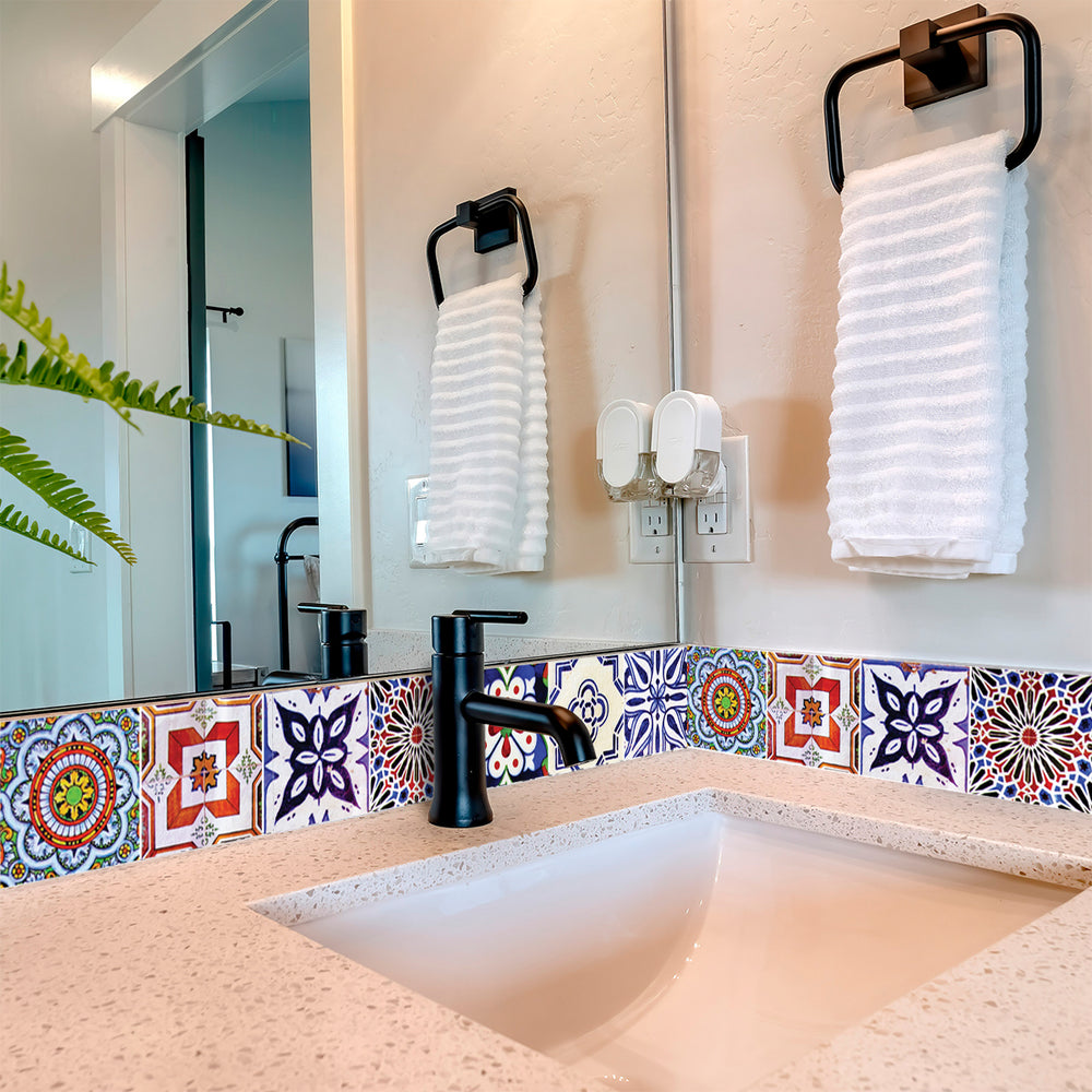 Multiple Patterns colorful vintage Backsplash easy installation Tile Stickers Model - S1