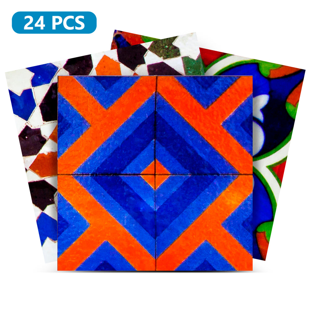 Multiple Patterns colorful vintage Backsplash easy installation Tile Stickers Model - S2