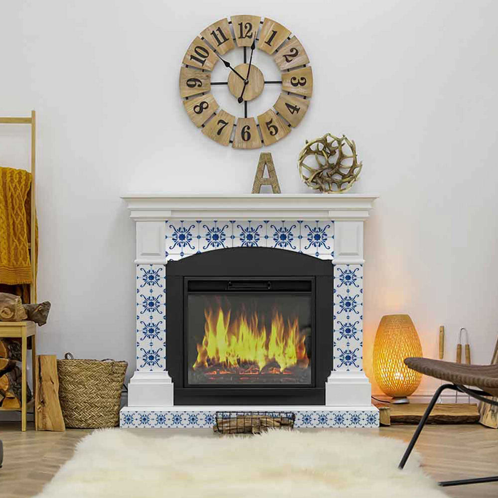 Blue and White pattern easy to install Tile Stickers removable for renters Model - SB50