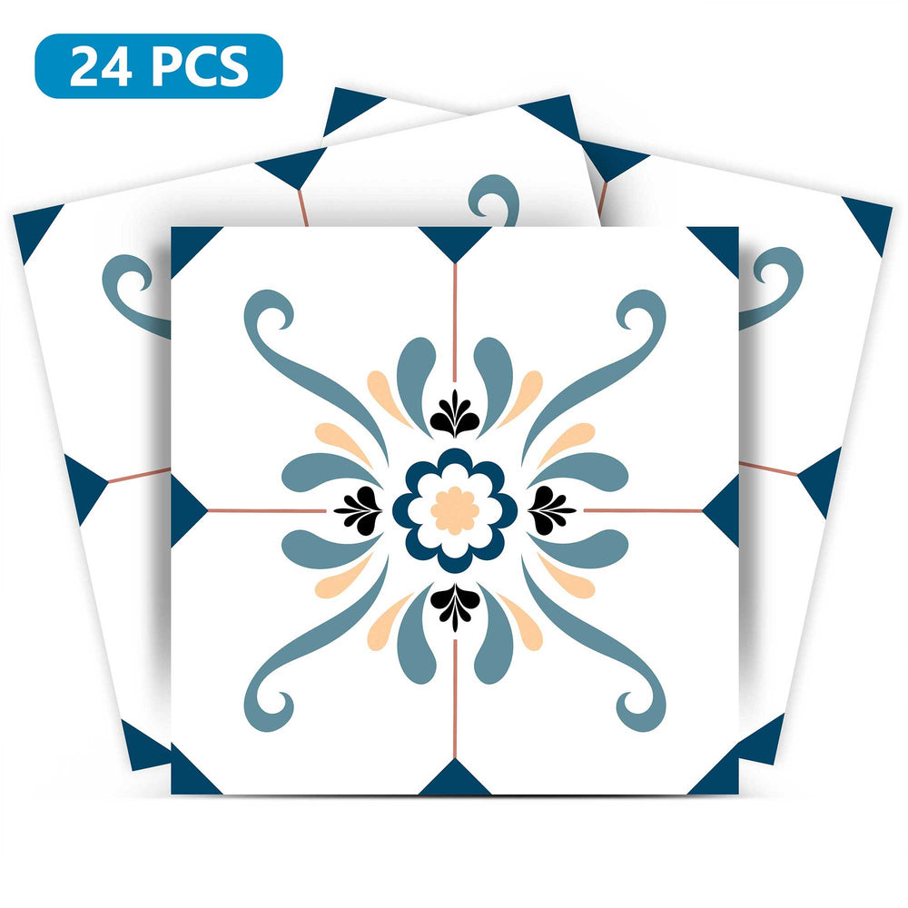 Blue and White Trendy Backsplash easy to install wall Tile Stickers Model - SB54