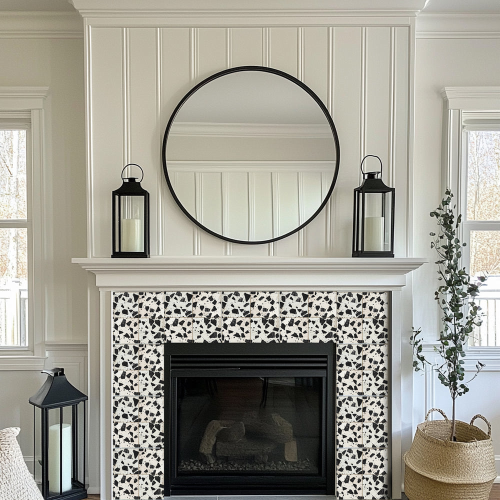 Black White Terrazzo Beautiful Backsplash look tile stickers for kitchen makeover Model - T11