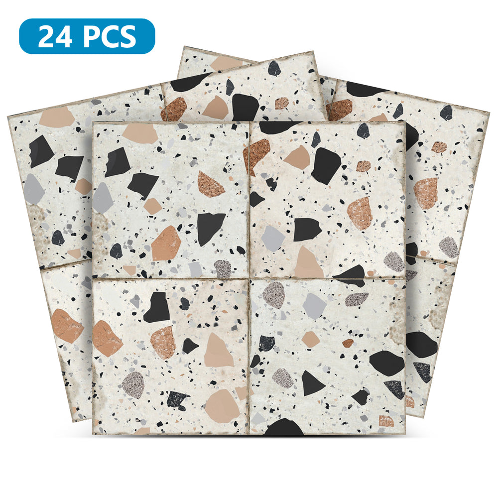 Terrazzo Design Peel And Stick Vintage White Tile Stickers Model - T20