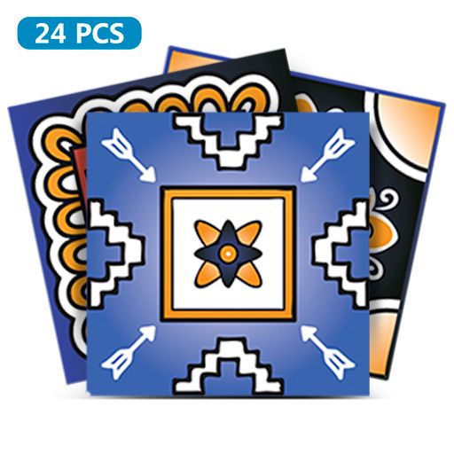 Multiple patterns vivid color removable wall decals Blue and Orange Model - M11