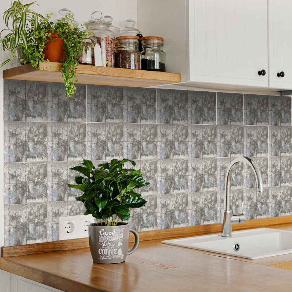 Gray single color Peel and Stick Tile Stickers for easy bathroom tiles cover Model - V355