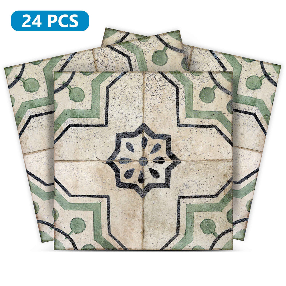 Green vintage Peel and Stick Tile Stickers for simple walls makeover Model - V400