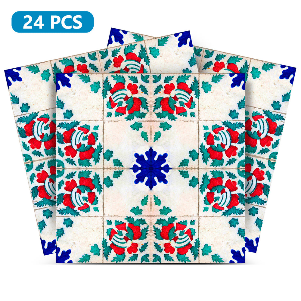 Mexican Retro Easy Installation Peel and Stick colorful Tile Stickers Model - V46