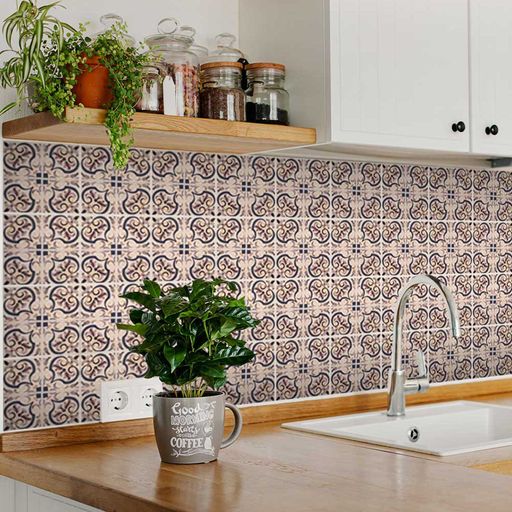 Brown shades retro backsplash Easy-to-Install Floor suitable Tile stickers Model - H18