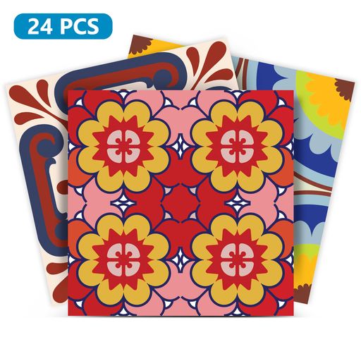 Multicolor Peel and Stick Tile Stickers variety of shapes and colors for your wall Model - C400