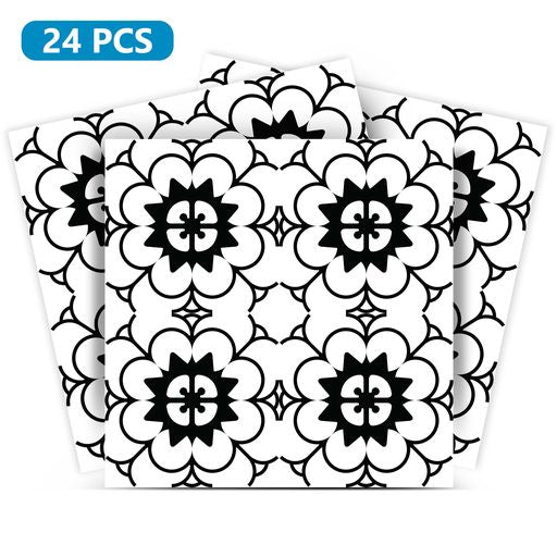 Black and White easy to install kitchen backsplash Tile Stickers Model - BKW1