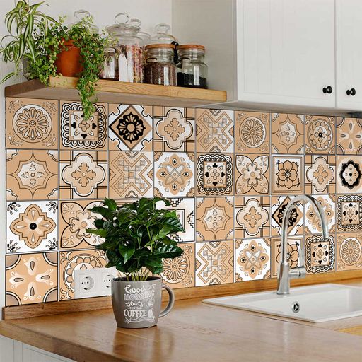 Brown and Grey shades backsplash vivid color Removable Tile Stickers Model - M5