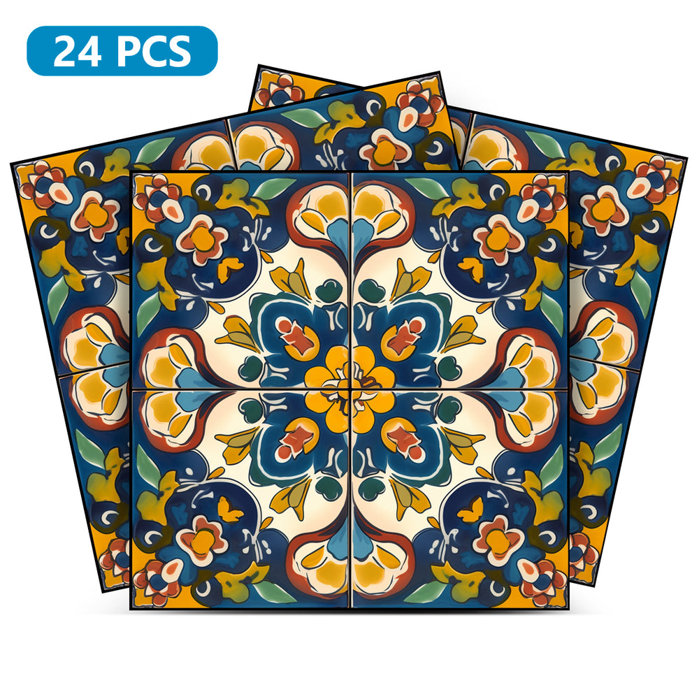 Colorful Mexican flower tile stickers easy for DIY kitchen renovation Model - C24