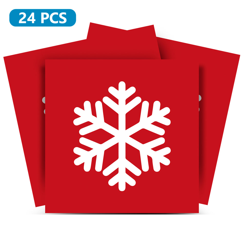 Red and White Removable chrisms snow flake shaped Tile Stickers Model - CN03