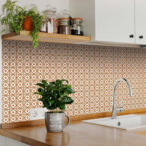 Mexican Orange and White easy to apply wallpaper Tile Stickers Model - C9