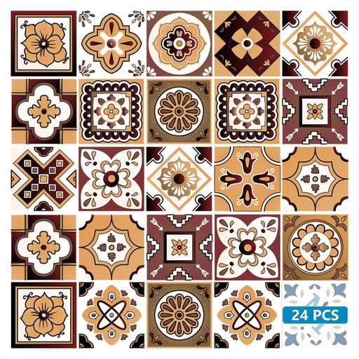 Dark Brown and Red colors for Home Renovations Easy to install tile stickers Model - M10