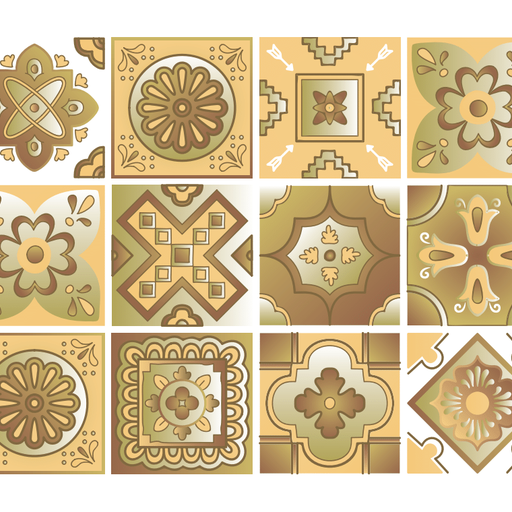 Yellow and Brown Peel and Stick Tile Stickers multiple patterns vivid color Model - M8