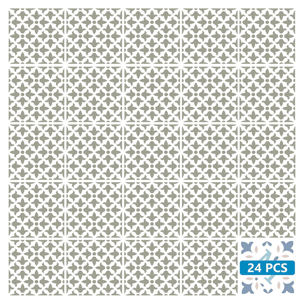 Green and White tile stickers cabinet cover removable renters friendly Model - K19