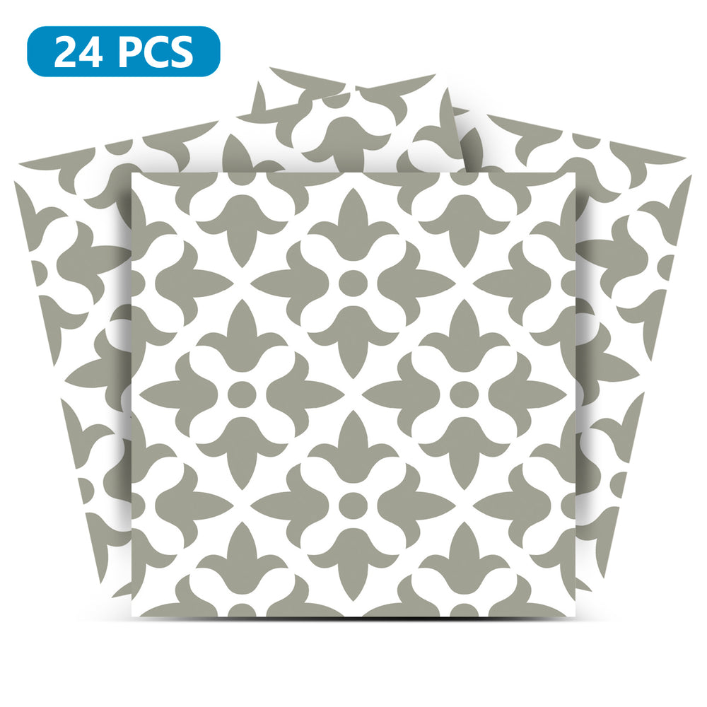 Green and White tile stickers cabinet cover removable renters friendly Model - K19