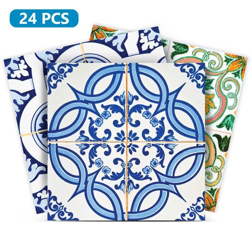 Vintage Spanish Mexican multiple patterns Peel and Stick Floor Tile Stickers Model- H74