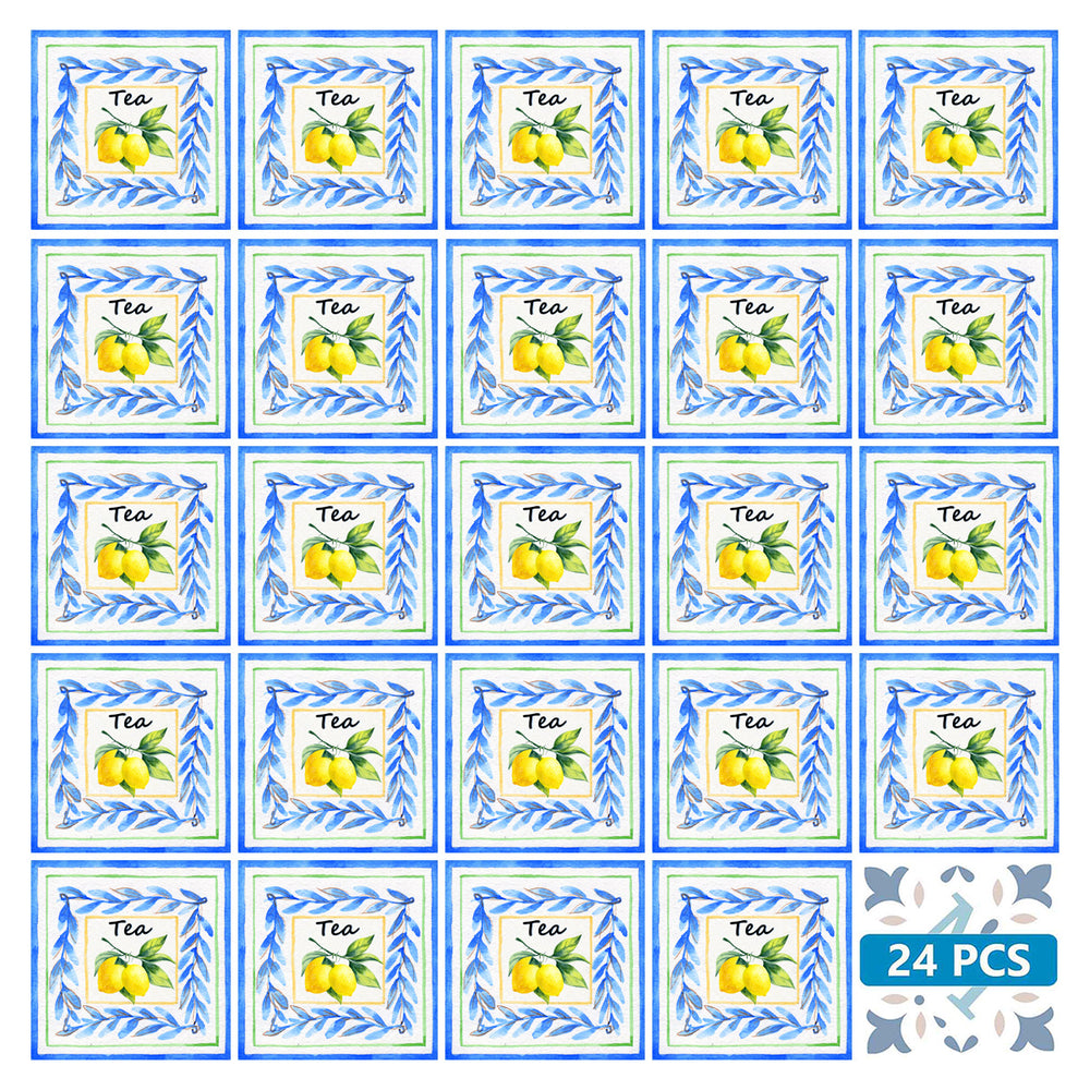 Blue backsplash lemon tea wall Tile Stickers for kitchen decoration Model - L15
