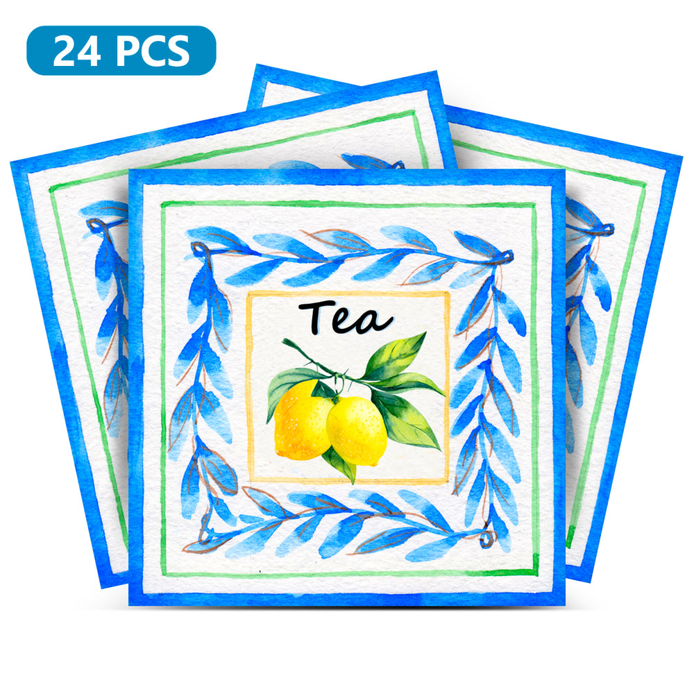 Blue backsplash lemon tea wall Tile Stickers for kitchen decoration Model - L15