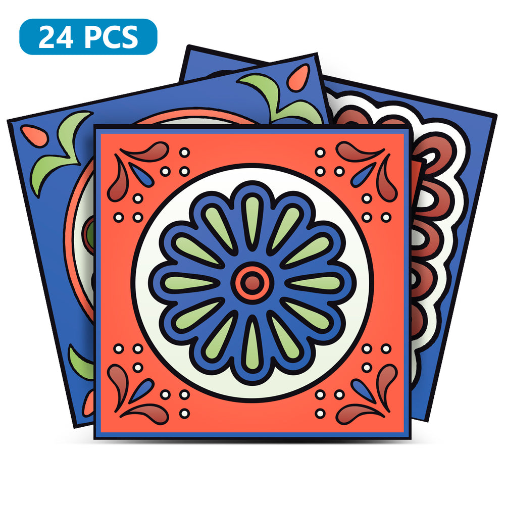 Blue and Red different patterns for kitchen renovation Tile Stickers Model - M3