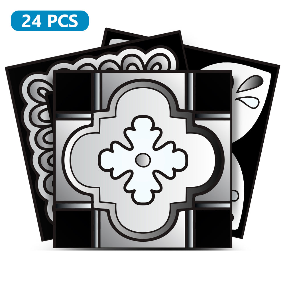 Black and White different shapes Durable Floor matt Tile stickers Model - M4