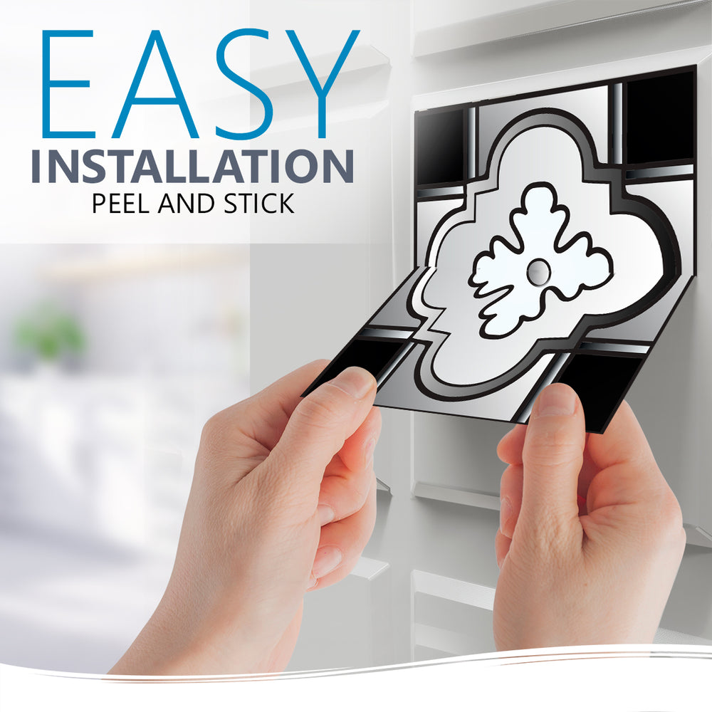 Black and White different shapes Durable Floor matt Tile stickers Model - M4