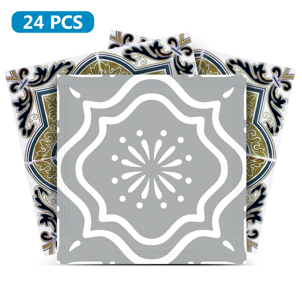 Green and Gray Removable decorative peel and stick Tile Stickers Model - N26