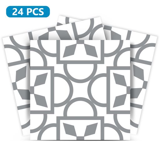 Gray and white connected pattern for kitchens décor Tile Stickers Model - B53