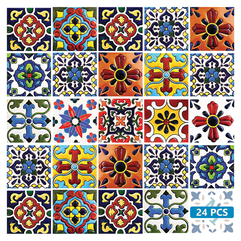 Multicolor Mexican Retro Peel and Stick Tile Stickers different patterns Model - O