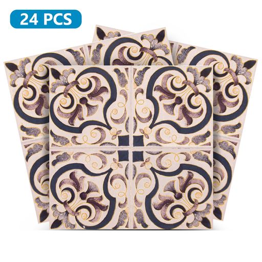 Brown shades retro backsplash Easy-to-Install Floor suitable Tile stickers Model - H18