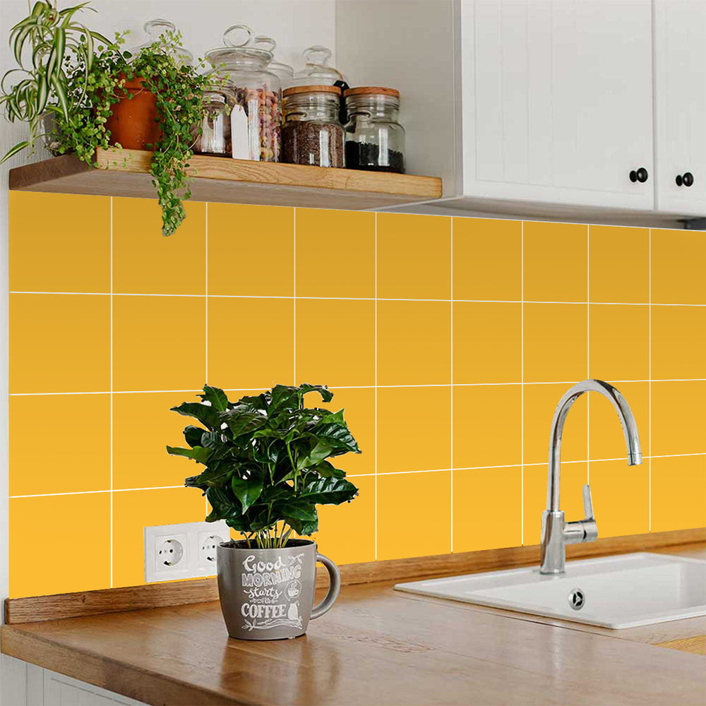 Solid Yellow color Peel and Stick Tile Stickers single color tiles Model - PW01