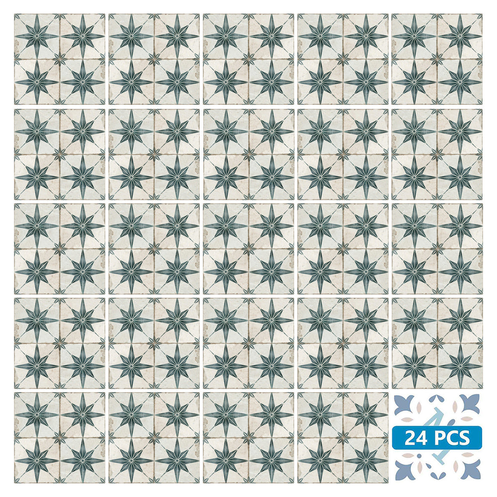 Green stars pattern vintage home background Tile Stickers easy installation Model - R3