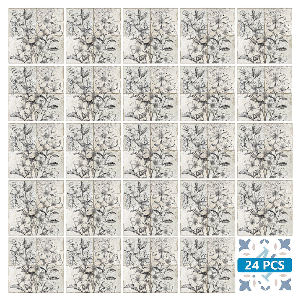 Flower shaped Peel and Stick Tile Stickers Beautiful Gray wall cover Model - R58