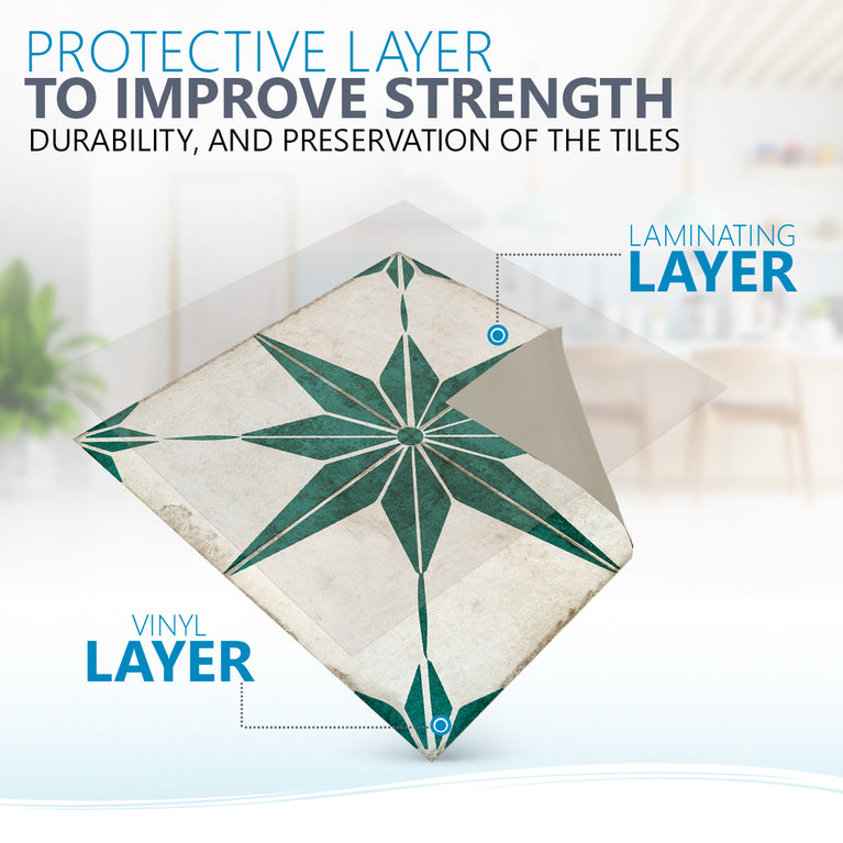 Green Star Design Tile Stickers pop of vintage style for kitchen Model - R77