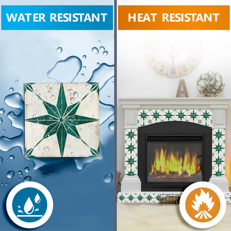 Green Star Design Tile Stickers pop of vintage style for kitchen Model - R77